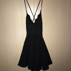 Black Backless Lace Fit ‘n Flare Dress
